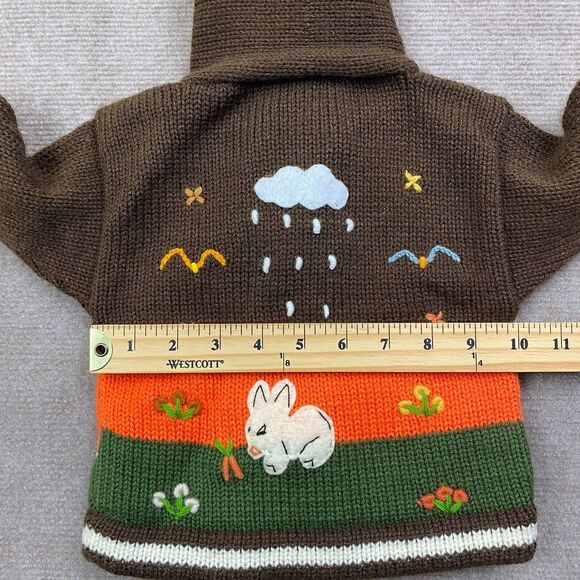 Children’s handmade Farm Animal Hooded Zip Sweater 0-12 - Picture 9 of 12